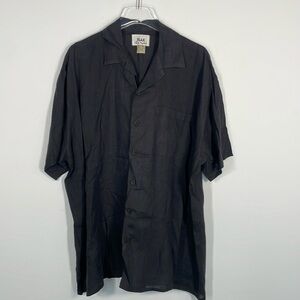 FLAX by Jeanne Engelhart 100% Linen Short Sleeve Button Up Shirt Sz L